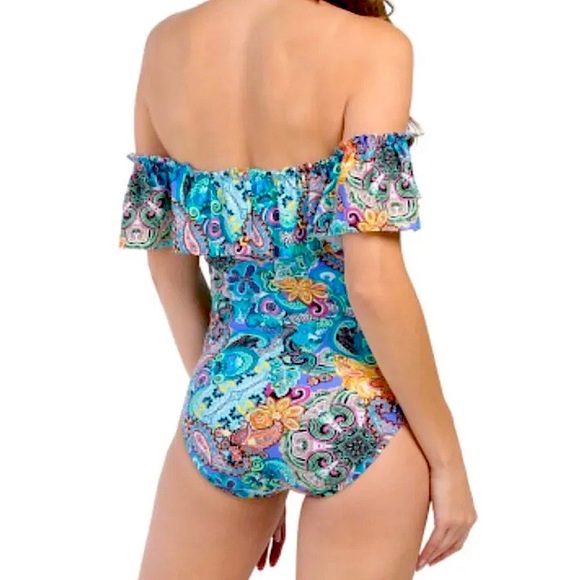 Rod Bleu Beattie Paisley Off the Shoulder - Picture 4 of 16